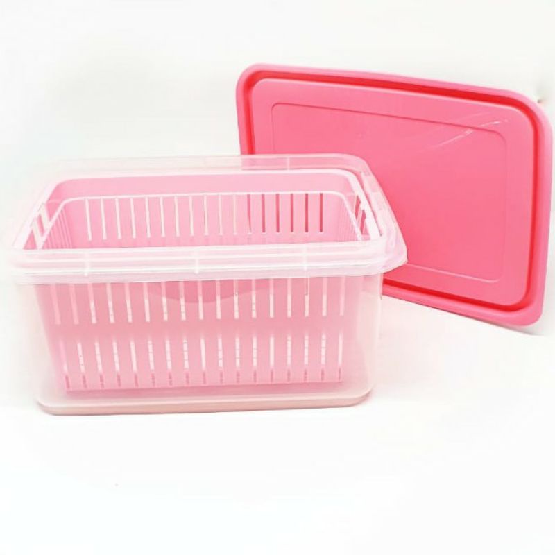 Tempat Ikan Saringan Besar Sealware Dengan Peniris 2in1 Pink TISK 161 Pi / Tempat Makanan + Peniris