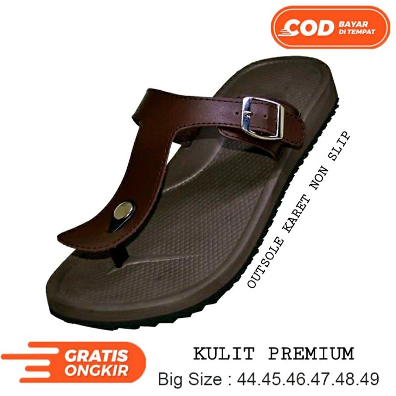 BIG SIZE Sendal Pria Jepit Kulit Drak Brown Sandal Pria Ukuran Besar Jumbo 44-45-46-47-48-49 Limited