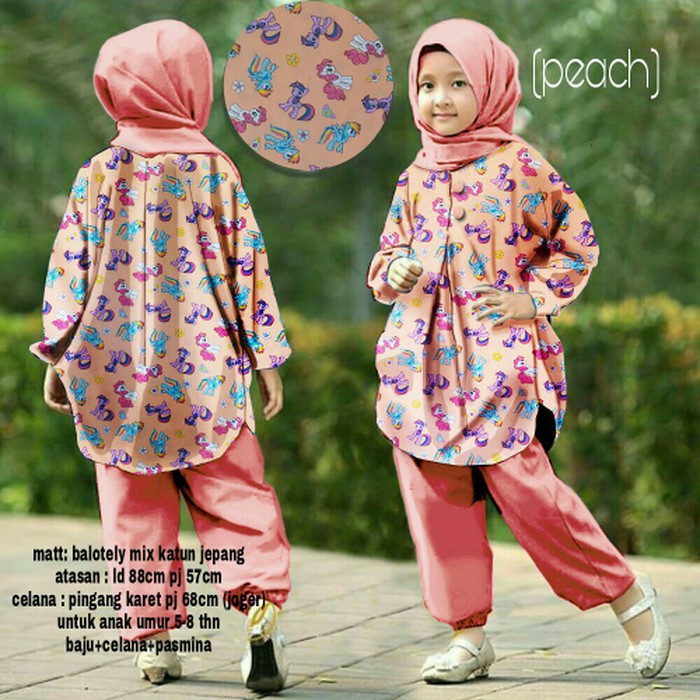 Set Tunik Nuna Kid  Pony Peach