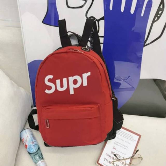 Tas ransel polos supr mini ada port untuk handset Backpack Kecil Tas Punggung Mini Sekolah Muat Buku Tulias