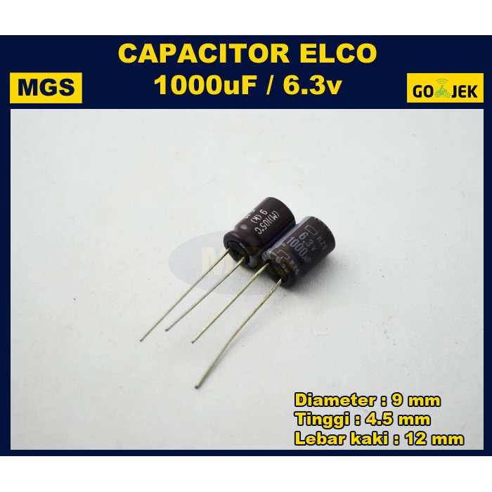 100Pcs Kapasitor Elco 1000uf / 6,3v