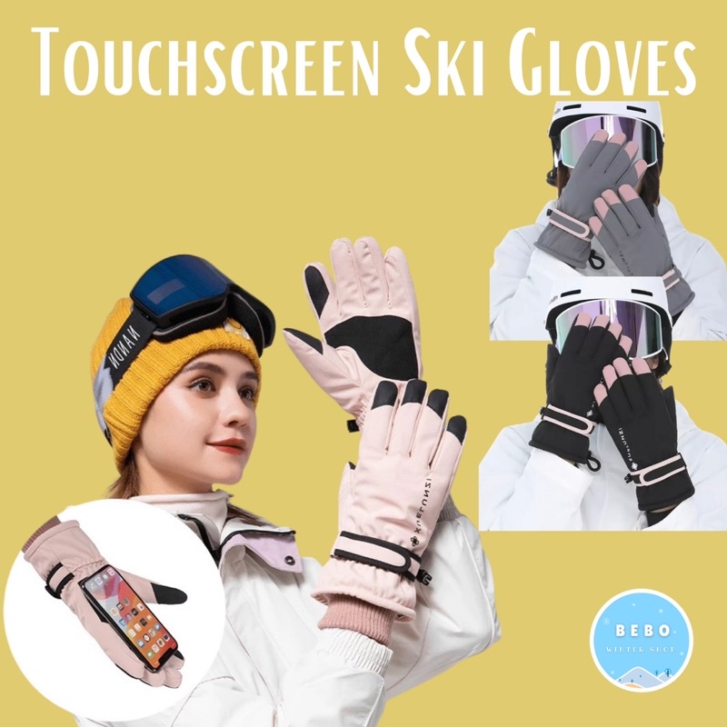 Winter Waterproof Ski Gloves Unisex Touchscreen Sarung Tangan Anti Air