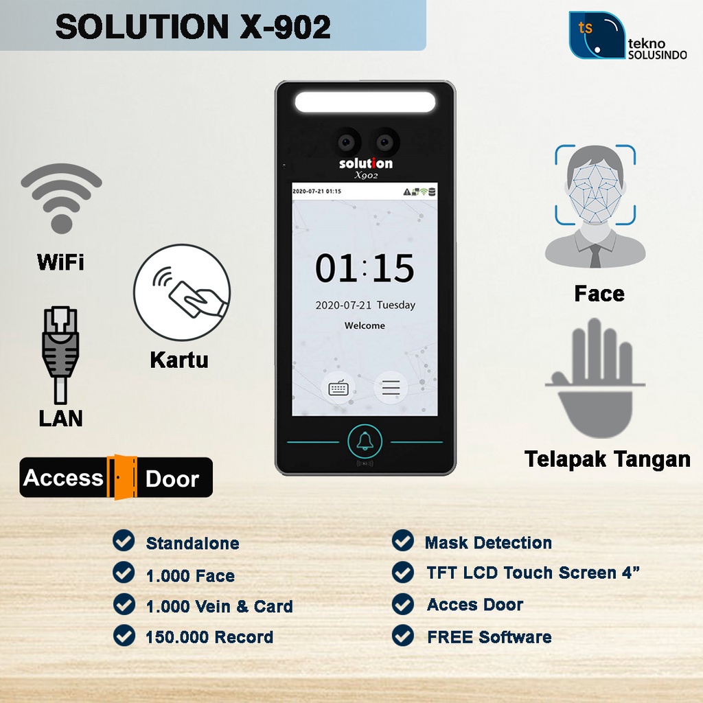 Jual Mesin Absensi Solution X Wajah Telapak Tangan Kartu Shopee Indonesia