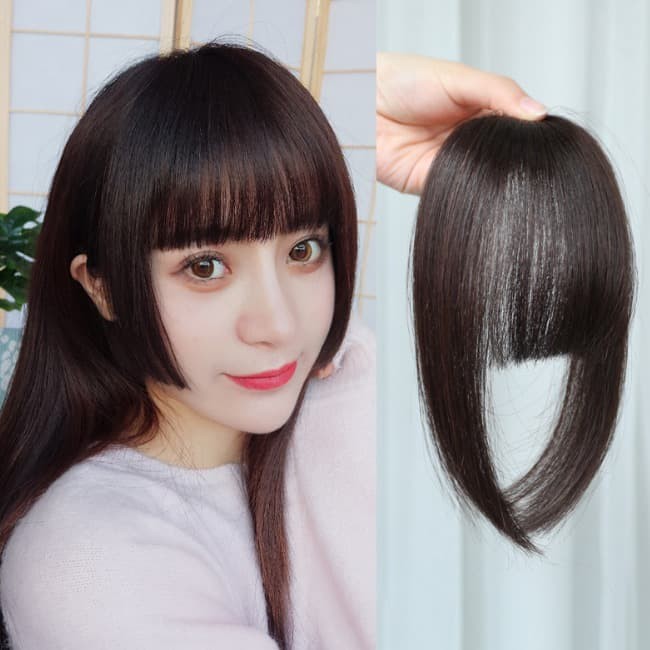 PJ poni clip japan bob hair full bang hair klip extension rambut palsu - Light Brown