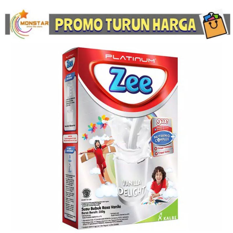 MONSTAR - ZEE Platinum Rasa Vanilla/ Coklat/ strawberry 350 gram susu Zee