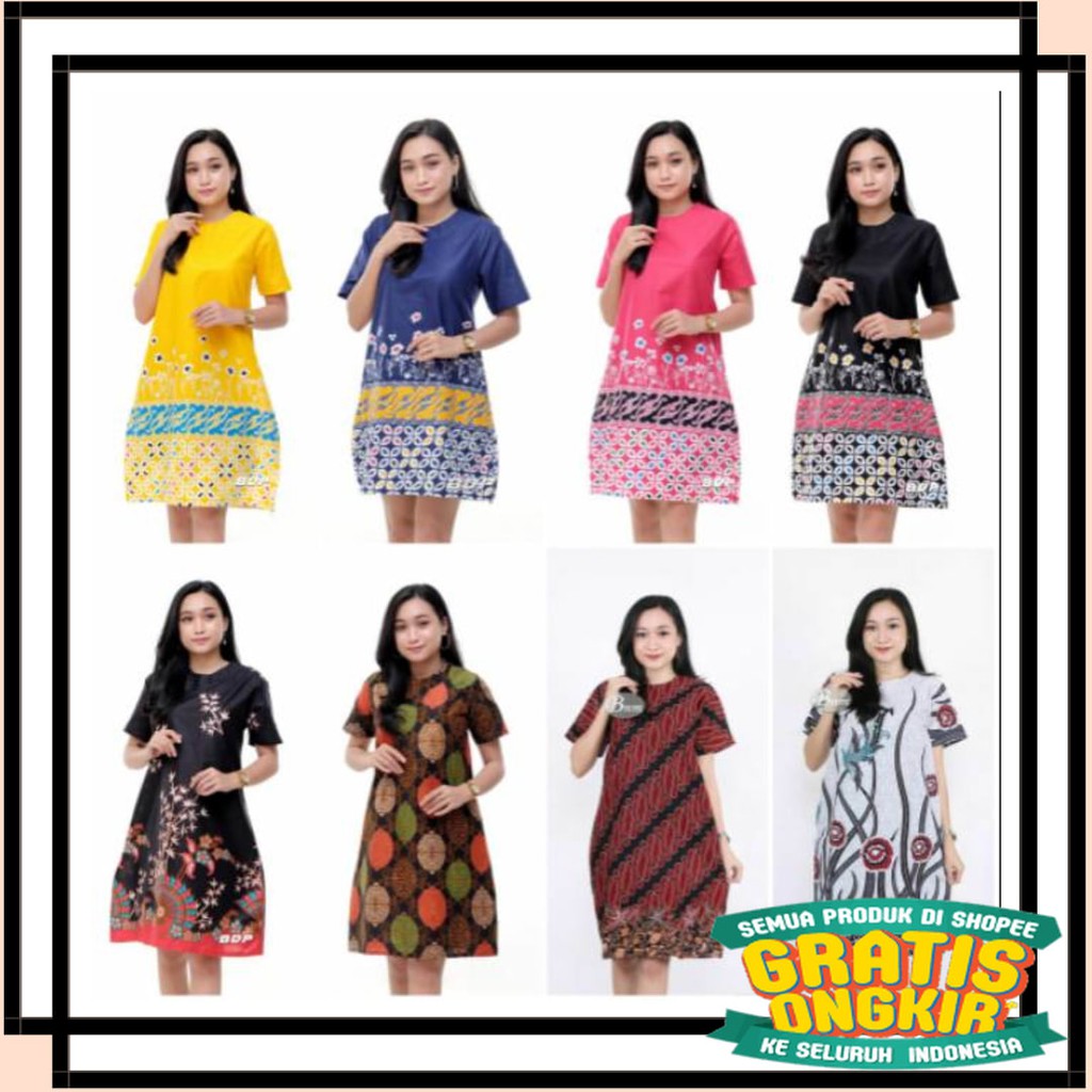 MOTIF TERBARU MODEL KOREA BATIK KEKINIAN SEMARANG / dress batik modern wanita flare murah grosir