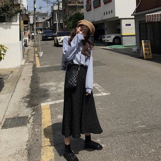 Jual Rok pinggang tinggi retro yang cocok untuk semua rok polka dot A