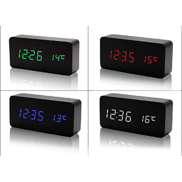 Jam Meja Weker Alarm Kayu Digital Voice Control / JAM KAYU DIGITAL / Jam Estetik + SUHU /Digital Wood Smart Alarm Clock/ ESTETIK JAM WEKER Besar