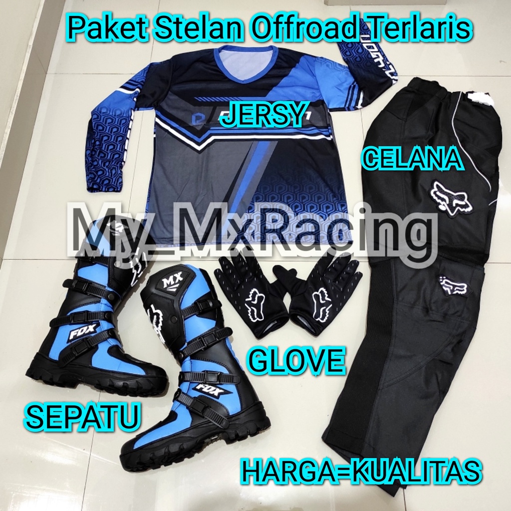 promo stelan offroad FX 24 trail cross sepatu cross jerset trail celana cross tral bonus sarung tangan