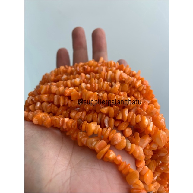 kerikil kerang mix CARNELIAN OREN ORANGE 1cm bahan gelang kalung akik