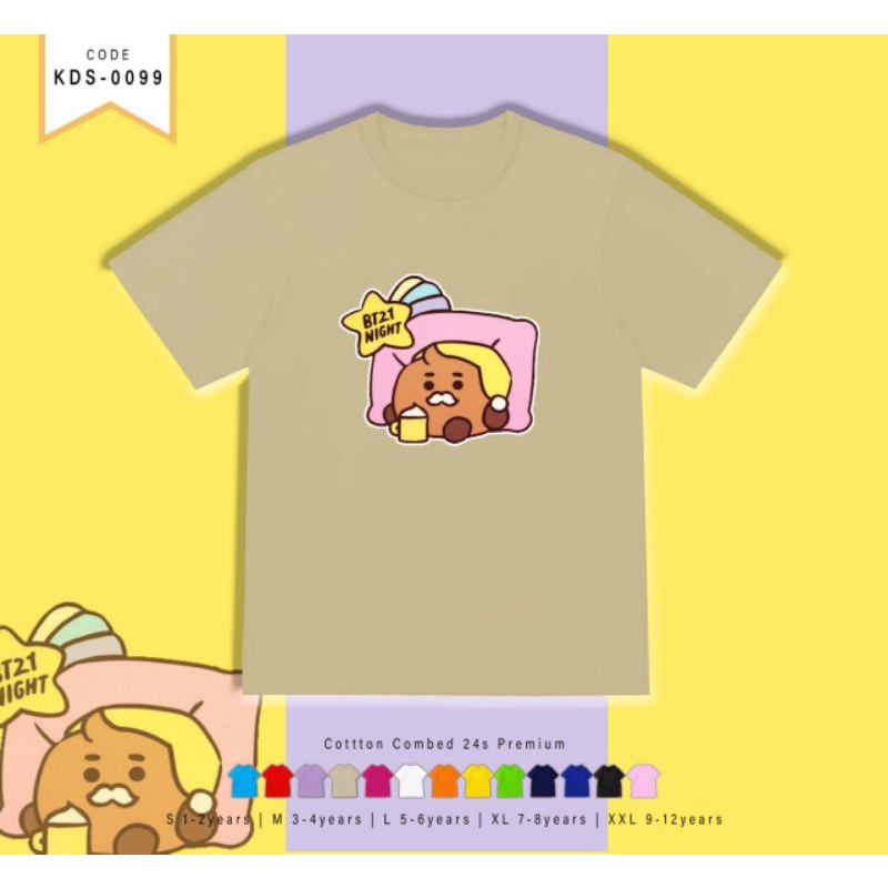 KAOS ANAK-ANAK BT21 LUCU/T-SHIRT KIDS BT 21 CEWE COWO