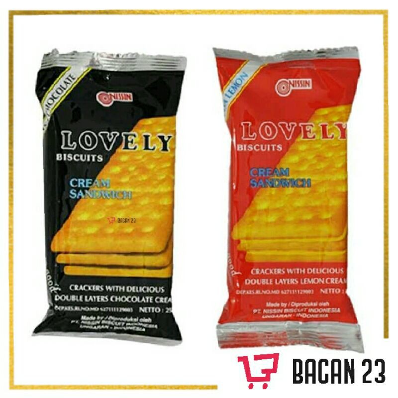 Biskuit Lovely Cream Sandwich Double 10pcs x 25gr (Chocolate - Lemon) / Bacan 23 - Bacan23