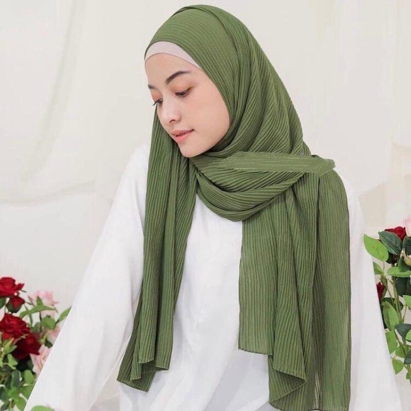 Hijab PASHMINA Plisket premium Full PLEATED SHAWL Lidi Pashmina Terlaris-1