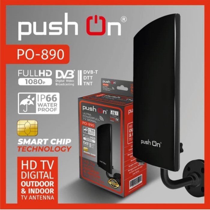 Ready - Antena Tv Push On Po-890 Hd Tv Digital Outdoor Dan Indoor Tv Antena