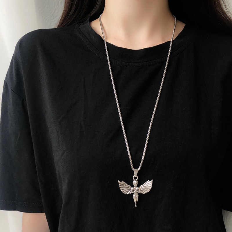 Kalung Rantai Liontin Malaikat Kecil Gaya Retro Korea Hip Hop