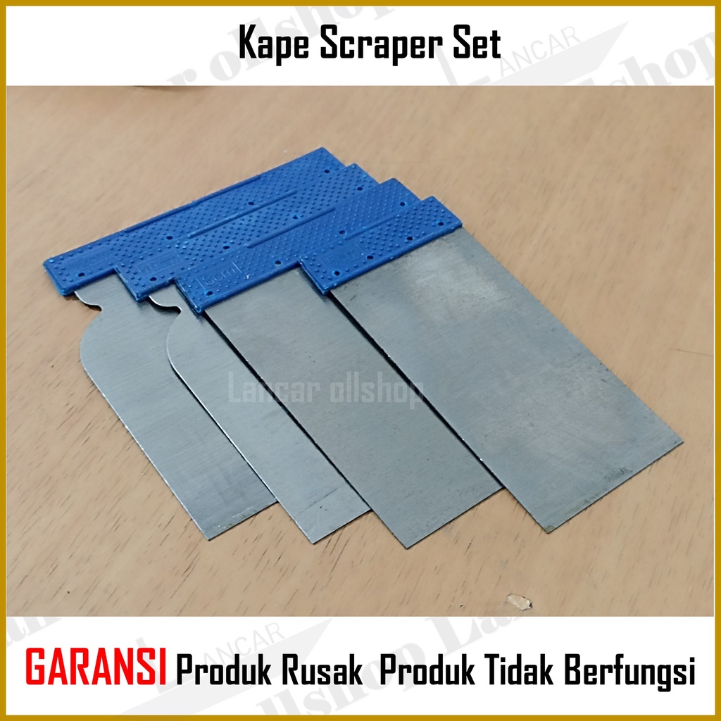 Kape Scraper Kapi Skrap Cat Set Alat Dempul Stainless Steel Lentur 4 Pcs