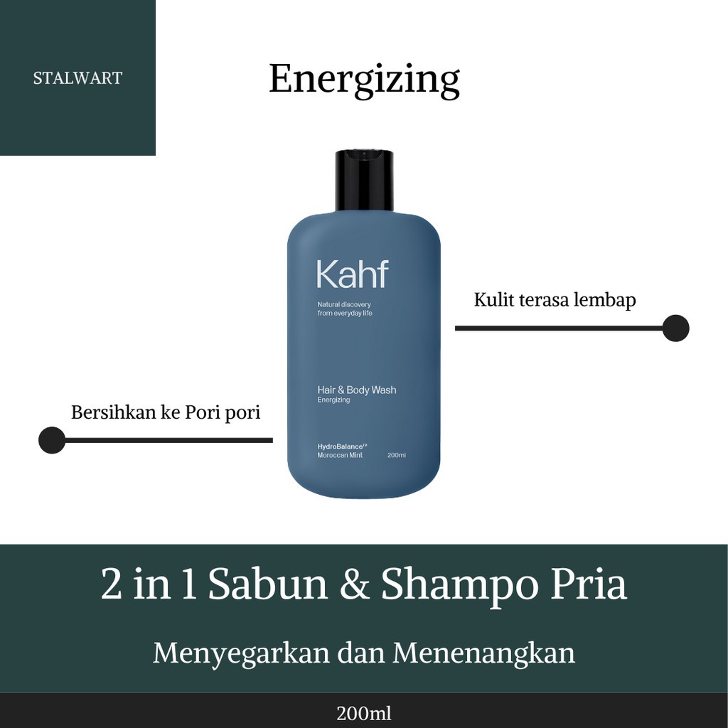 Kahf Energizing Sabun dan Shampo Pria 200 ml Original