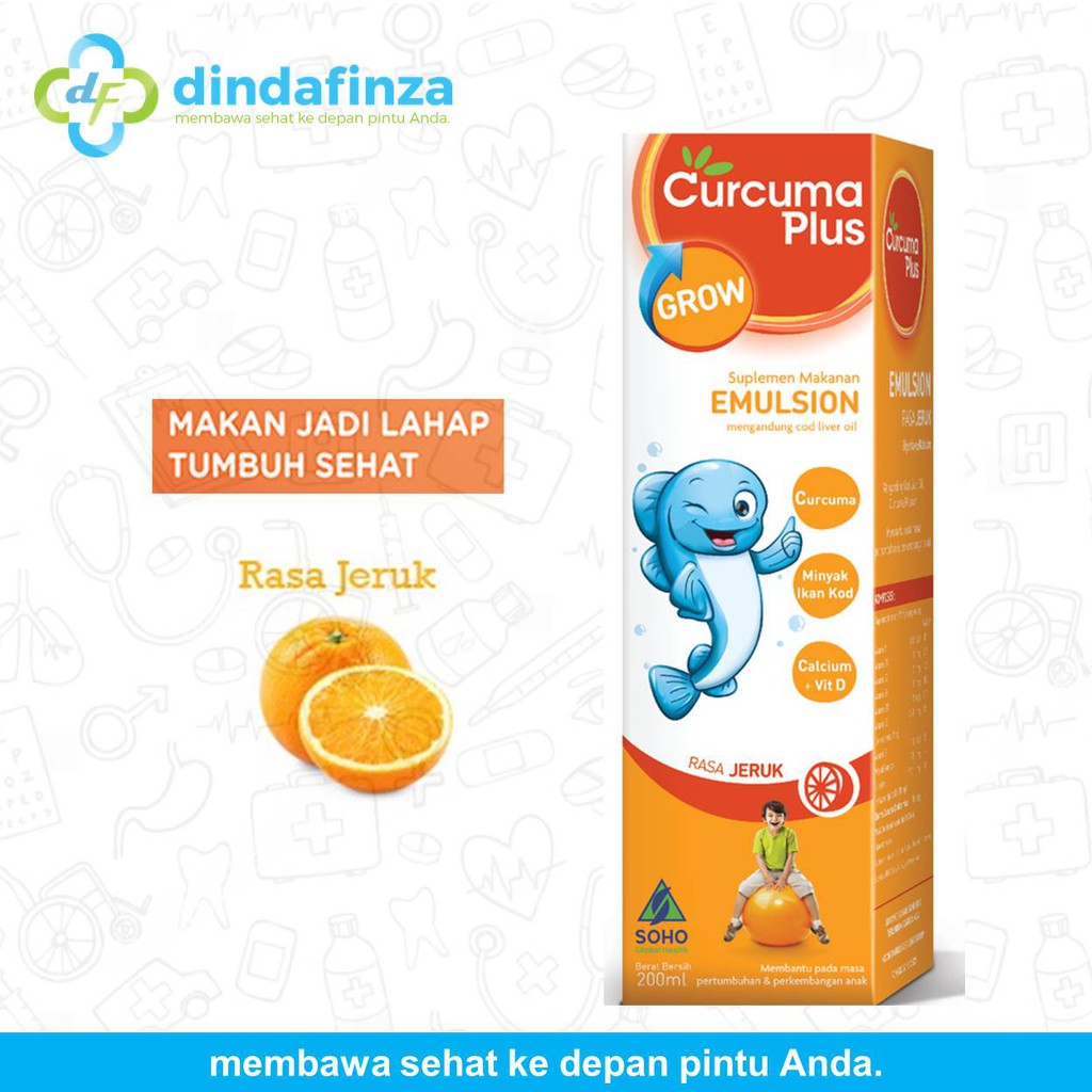 Curcuma Plus Grow Emulsion 200 ml, Suplemen (Vitamin) makanan untuk pertumbuhan & perkembangan anak