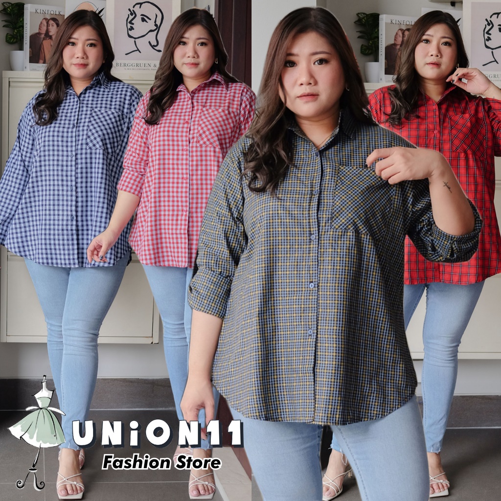 UNION11 - KEMEJA WANITA XXXL / KEMEJA WANITA JUMBO LD 120 / ATASAN JUMBO WANITA / KEMEJA FELONA