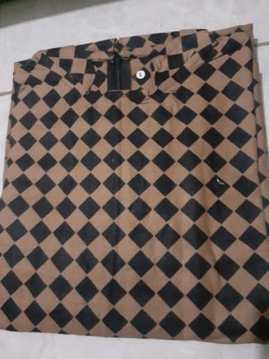 Terbaru - Blus Lonceng Mono Lawasan Coklat Kombi Batik Blouse Atasan Kerja Kantoran Terompet Seragam