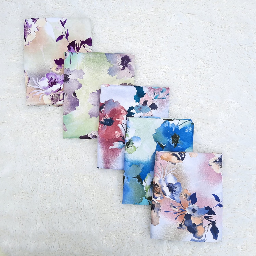 LadyZon Jilbab Segiempat Corak Watercolor