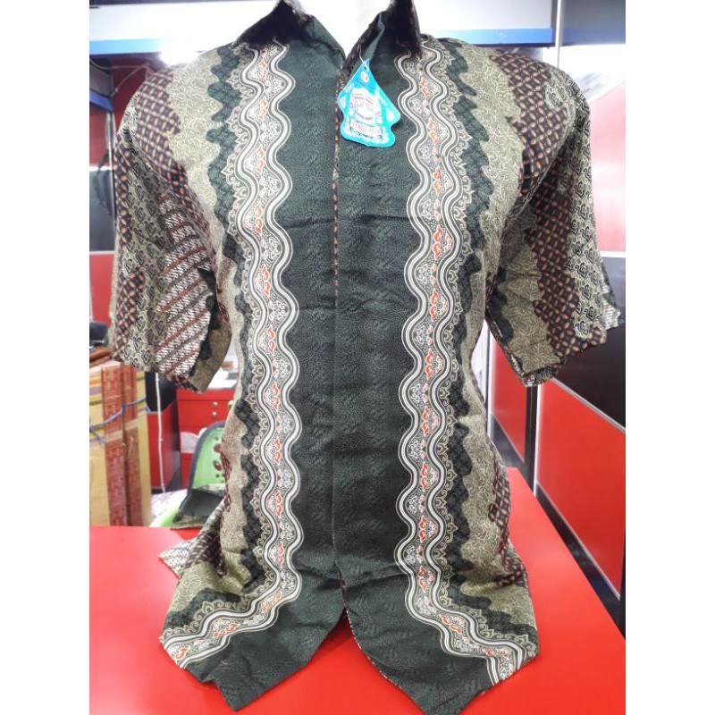 BATIK SEMI SUTRA SALUR HIJAU BOTOL