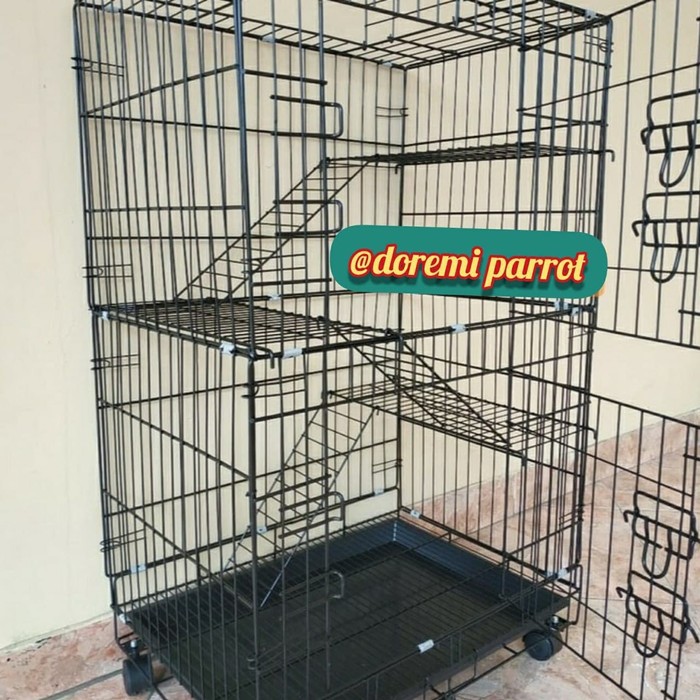 KHUSUS GOJEK / GRAB Kandang Kucing Iguana Monyet Anjing  60 Tingkat 3 Ukuran 60x40x90 Besi Tebal-1