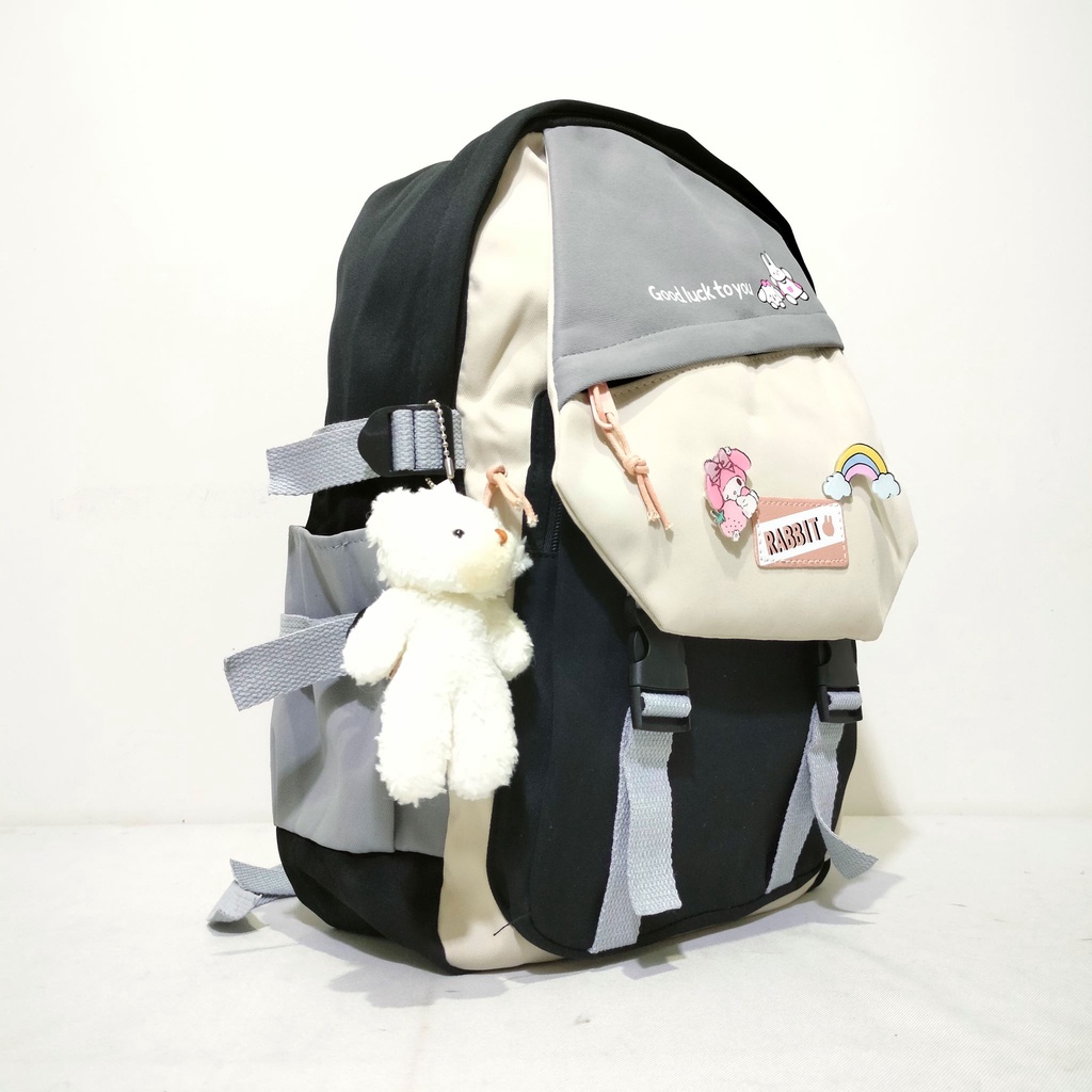 BONUS PIN &amp; Gantungan! Tas Sekolah Remaja Ransel Import Anak SD SMP SMA Backpack Kuliah Korea 402