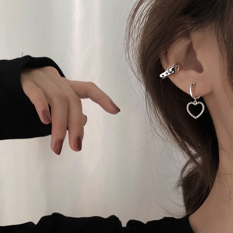 Asymmetric Love Earrings Accessories Trendy Korean Temperament