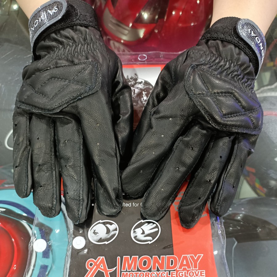 Sarung Tangan Kulit Monday FULL FINGER/Sarung Tangan Motor Premium/Sarung Tangan Kulit Murah/Motorcycle Gloves