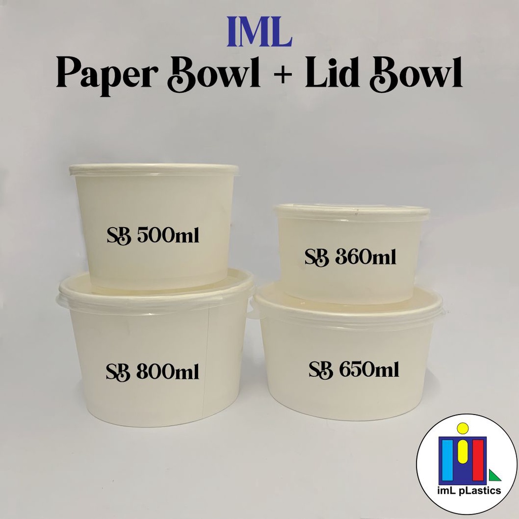 Paper Bowl SB 500ml + Lid bowl - 1 set isi 25pcs