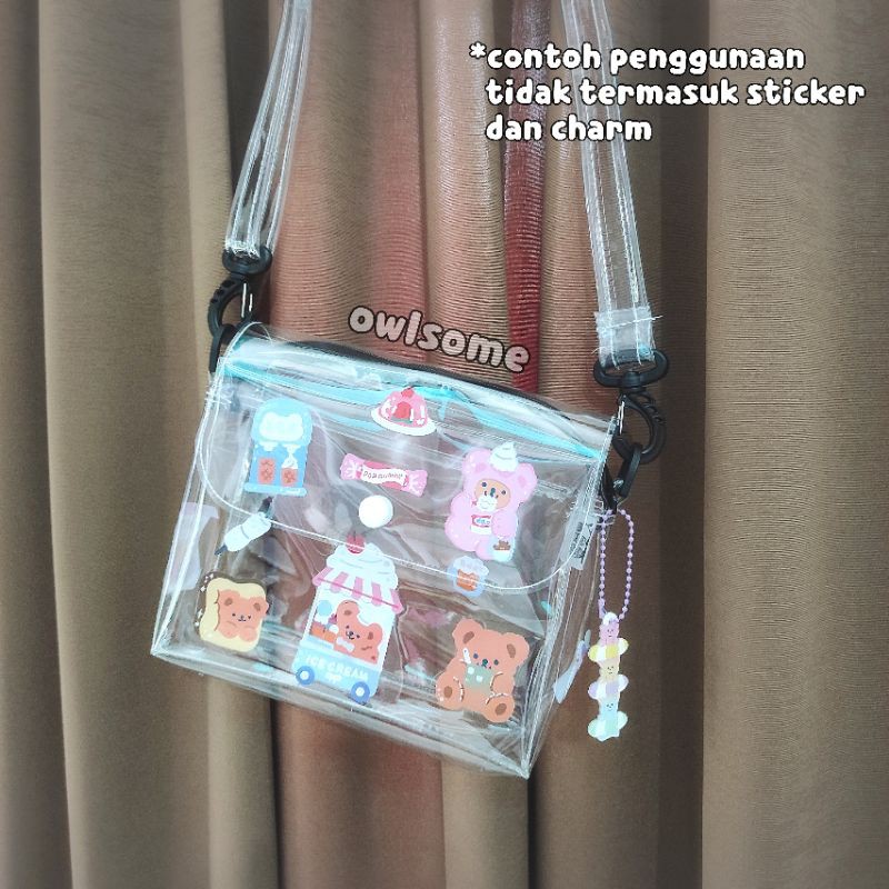 tas selempang transparan untuk konser, tas plastik mika pvc clear sling bag