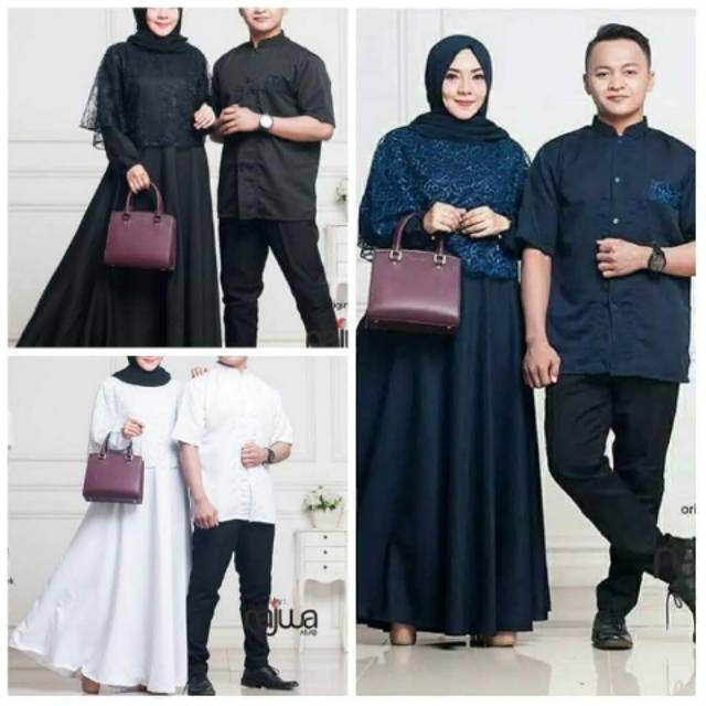 Couple gamis brukat najwa sarimbit suami istri jumbo Bigsize ld 130
