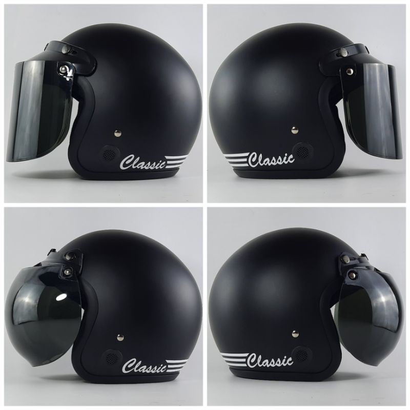 HELM BOGO RETRO HITAM DOFF SNI