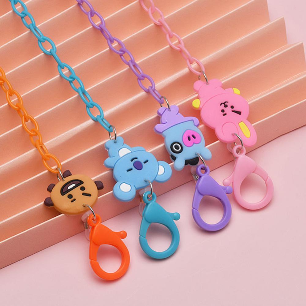 Timekey Tali Lanyard Kacamata Motif Kartun Maskot BTS BT21 Bahan Akrilik Anti Hilang M4Y8