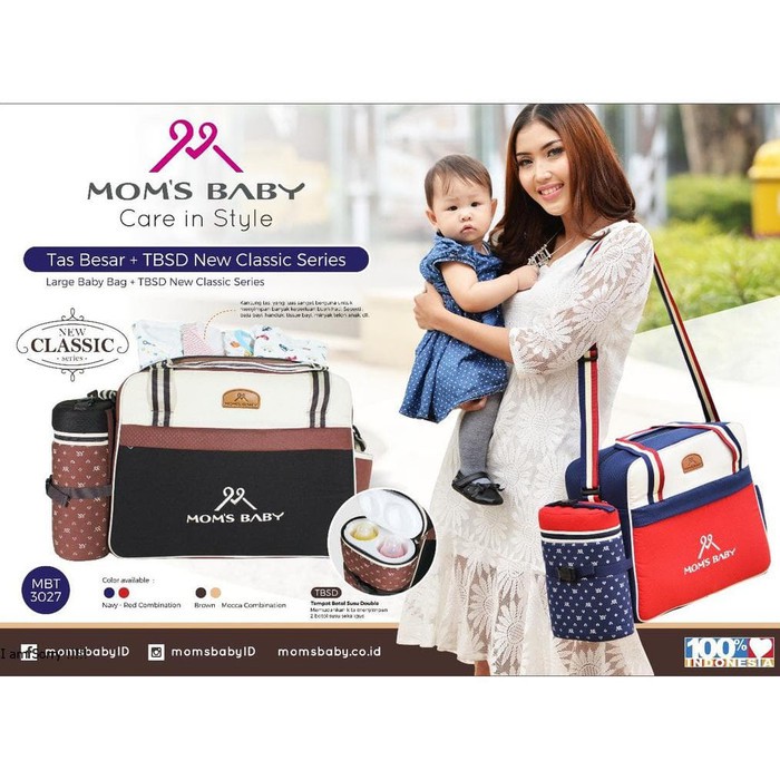 Promo !! Tas Besar Bayi MOM'S BABY LARGE BABY BAG New Classic Series MBT-3027 - tas moms baby serie clasic