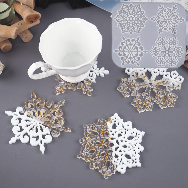 SIY  Snowflake Coaster Mold 4 inch Coaster Silicone Mold DIY Geode Coaster Mould Tool