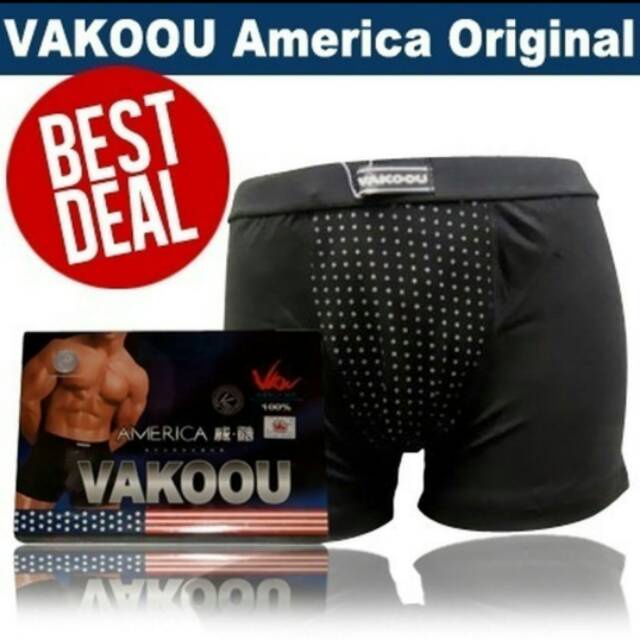 KLF - CD VAKOOU VAKOU USA CELANA DALAM MAGNET BOXER FIBER KESEHATAN PRIA MAN COWOK MAGIC ION ORIGINA