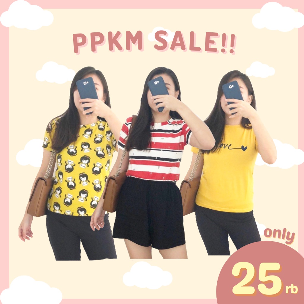 [DE MODA SHOP] PPKM Sale / Atasan Blouse Wanita / Baju Kaos Baby Terry / Fashion Murah