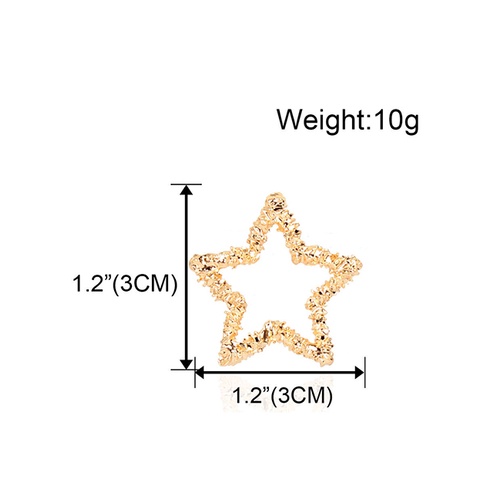 LRC Anting Tusuk Fashion Golden Alloy Five-pointed Star Hollow Earrings K83607