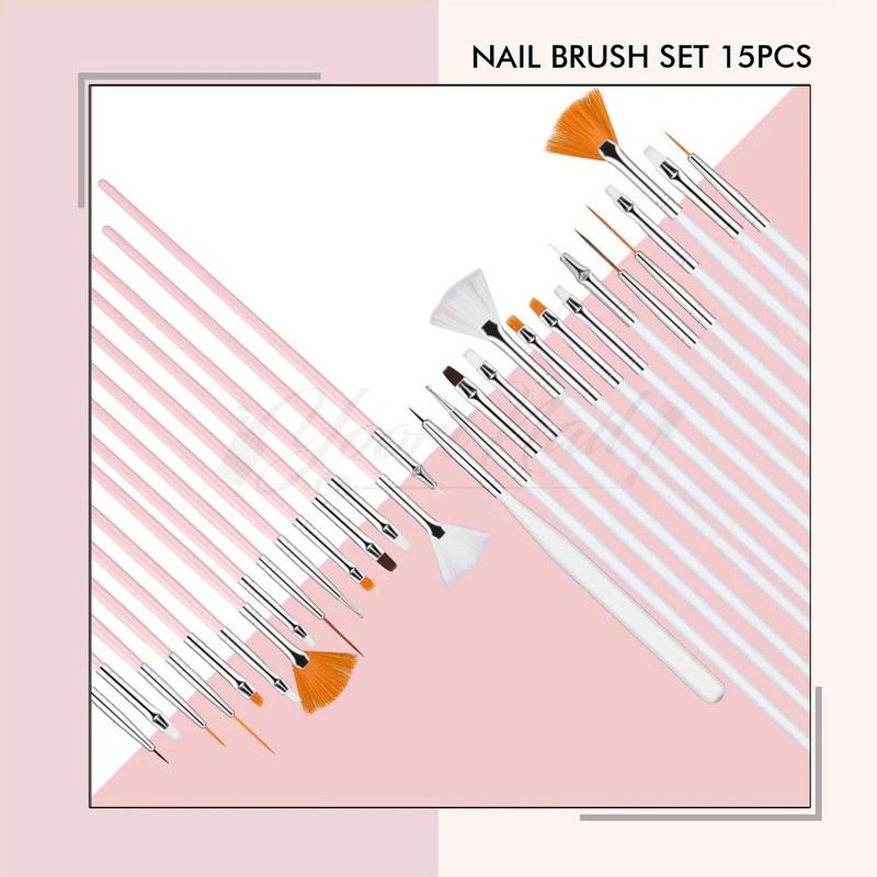 Nail art brush 15pcs kuas nail art dotting striping liner brush