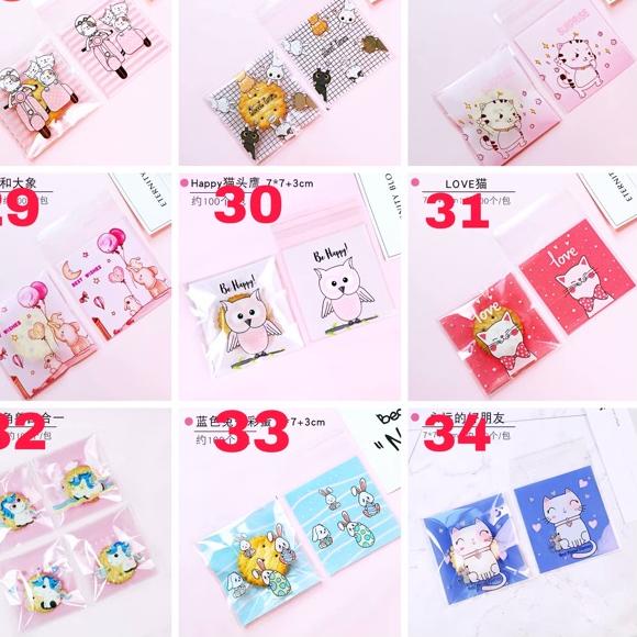 

[SKU : TBIIC] 100pcs Plastik cookies 7x7 plastik kue lucu animal character plastik packing cookies