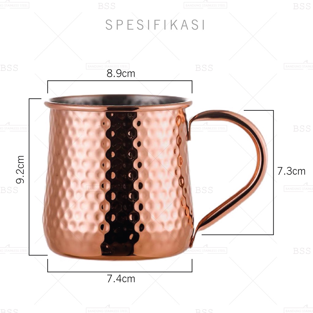 Gelas Mug Stainless SUS 304 500ml Moscow Mule Muk Rosegold Mojito Mocktail Cocktail Unik