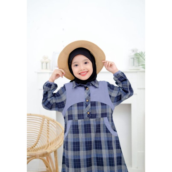 ZAJA - Baju Gamis Anak Polos Kombinas Warna Cantik &amp; Desain Saku Depan / Dress Anak Perempuan Mewah Dan Kasual / Gamis Anak Perempuan Kombinasi Renda / Gamis Polos Anak / Pakaian Muslim Anak Perempuan Kasual / Baju Mengaji Anak Cewek