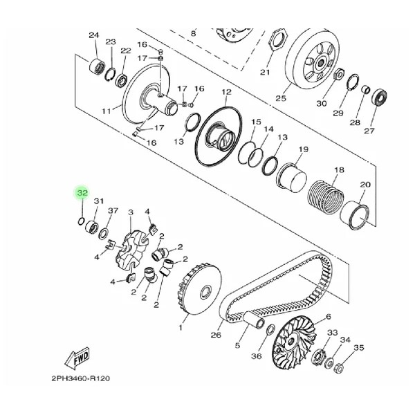 KARET ORING O RING COLLAR CAM PULY CVT DEPAN MIO M3 S Z SOUL GT FINO XRIDE 125 ORIGINAL YGP 93210-16805