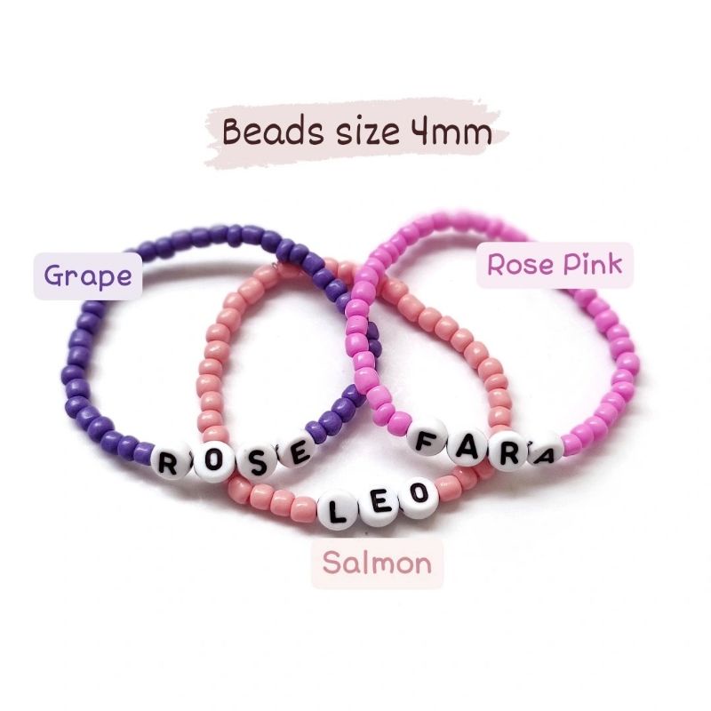 Gelang Manik Nama - Ukuran Manik 4mm &amp; 6mm