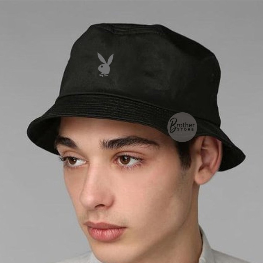 Topi pria terbaru topi BUCKET PLAYBOY LOGO abu topi distro pria premium
