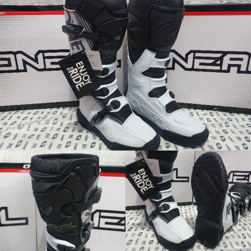 BOOTS ONEAL ELEMENT NEW WHITE ORIGINAL. SEPATU MOTOCROSS GRASSTRACK ENDURO TRABAS KTM HUSQVARNA KLX