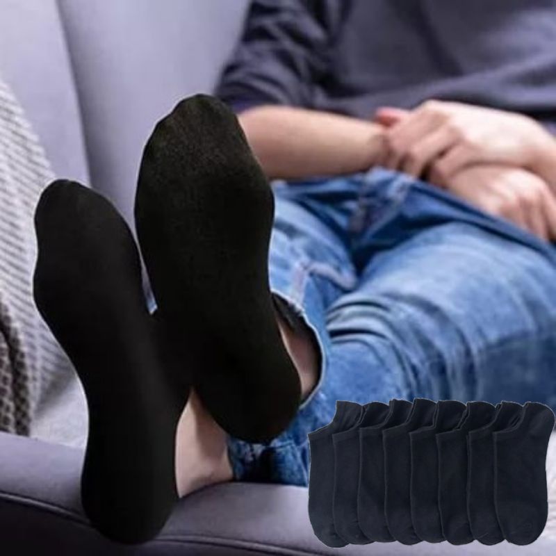 TOKO KL | (12 pasang) kaos kaki pendek mata kaki hitam polos ankle socks pria wanita dewasa unisex murah