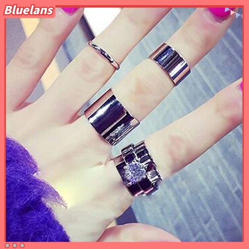 4pcs / Set Cincin Knuckle Midi Gaya Punk Untuk Pria Dan Wanita